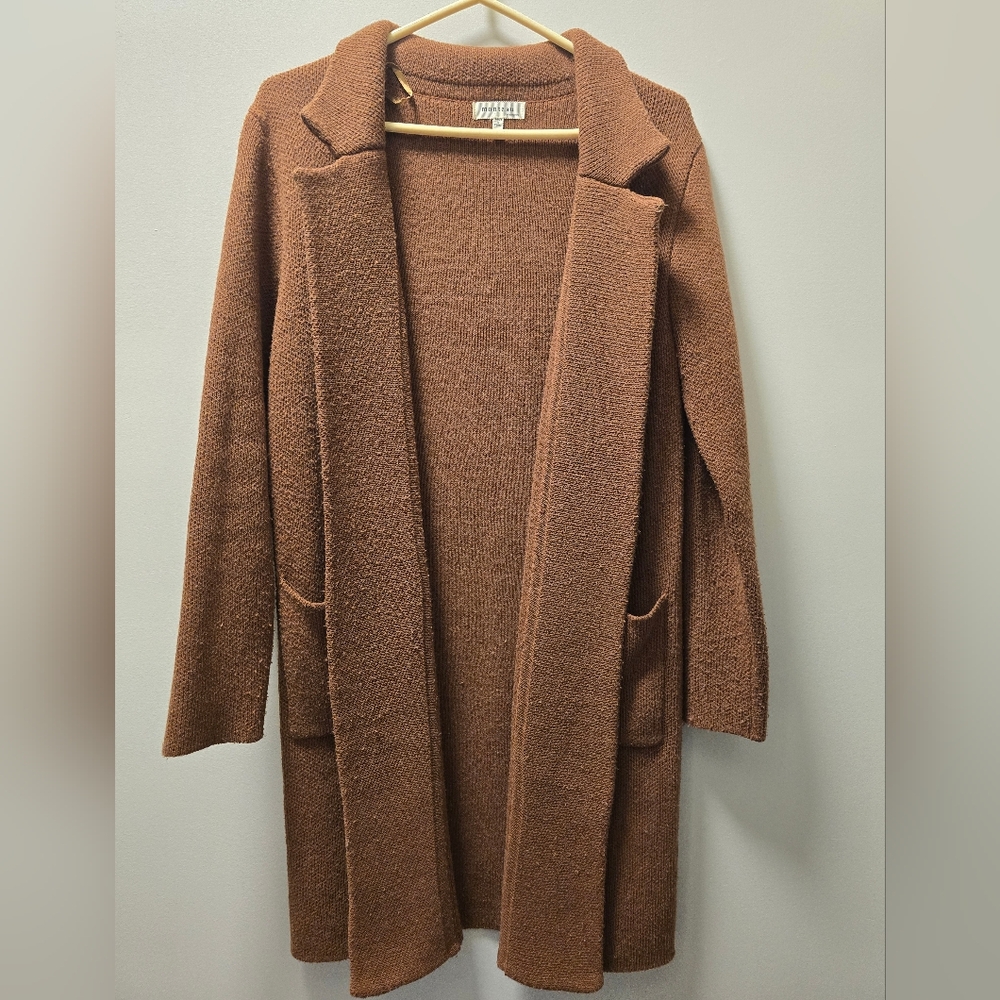 Monteau Chocolate Long Knit Cardigan